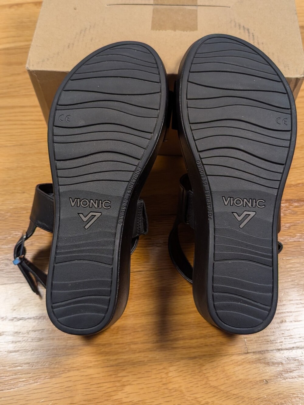 Vionic Black Wedge Sandals - Picture 6 of 8